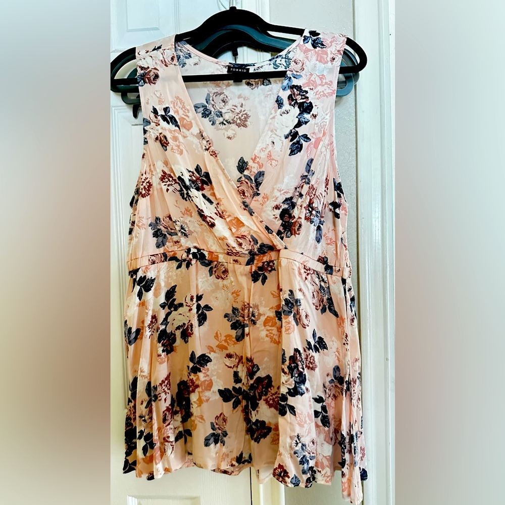 Torrid 1X pink floral babydoll tank